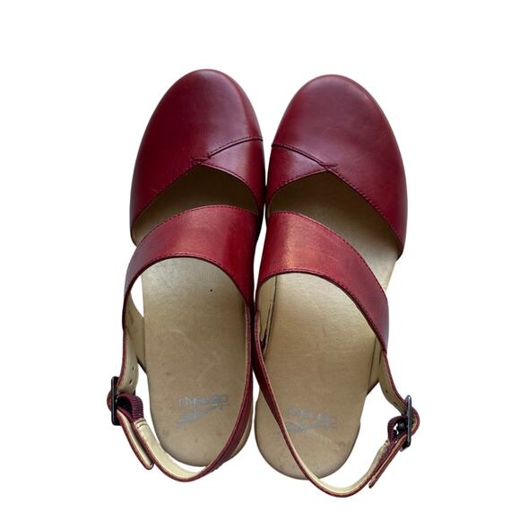 Dansko Women's Kristy Clog Sandals in Red Leather Size 37 - Picture 2 of 8